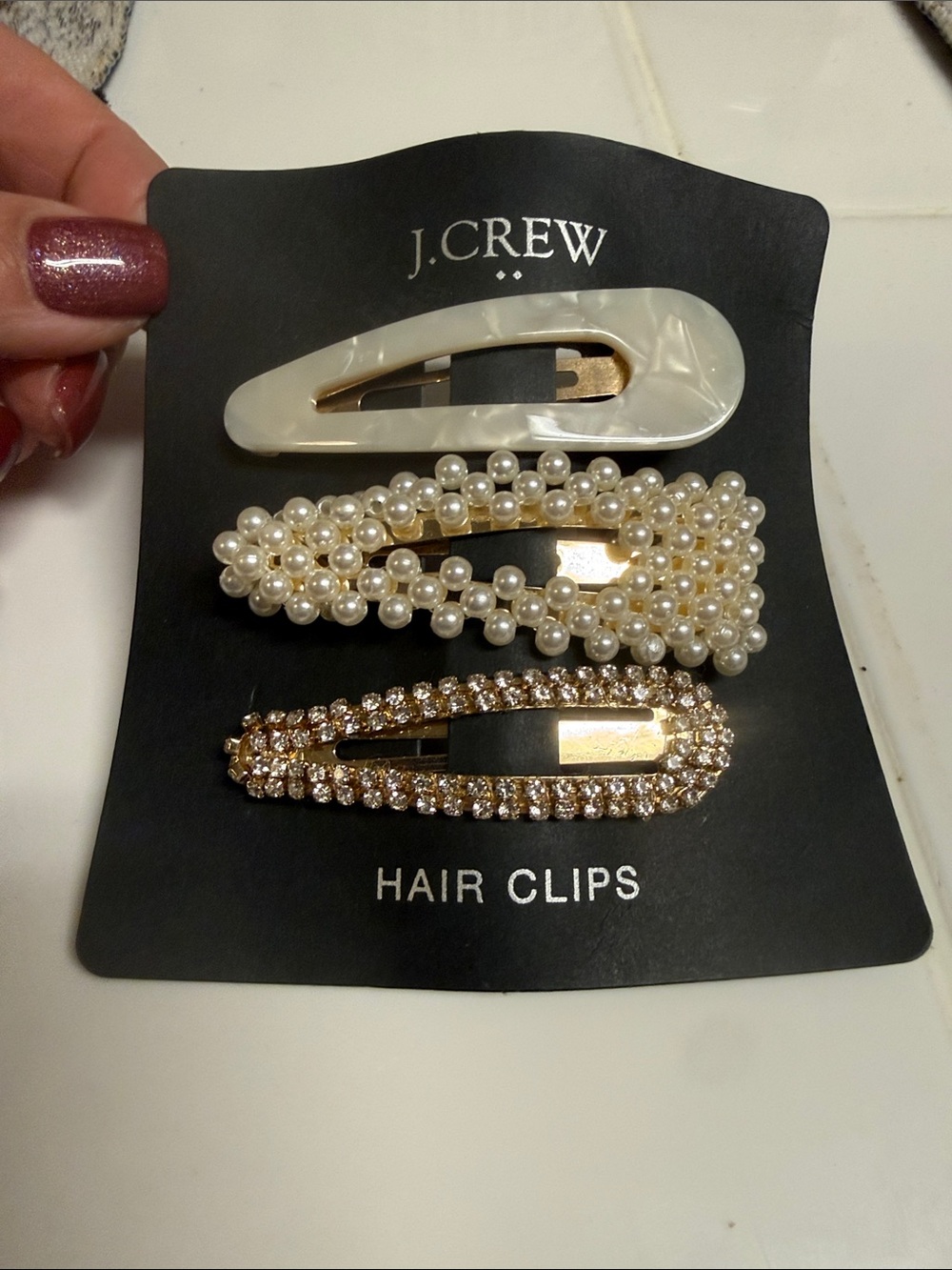 J. Crew Pearl, Ivory and Gold Hair Clip Trio